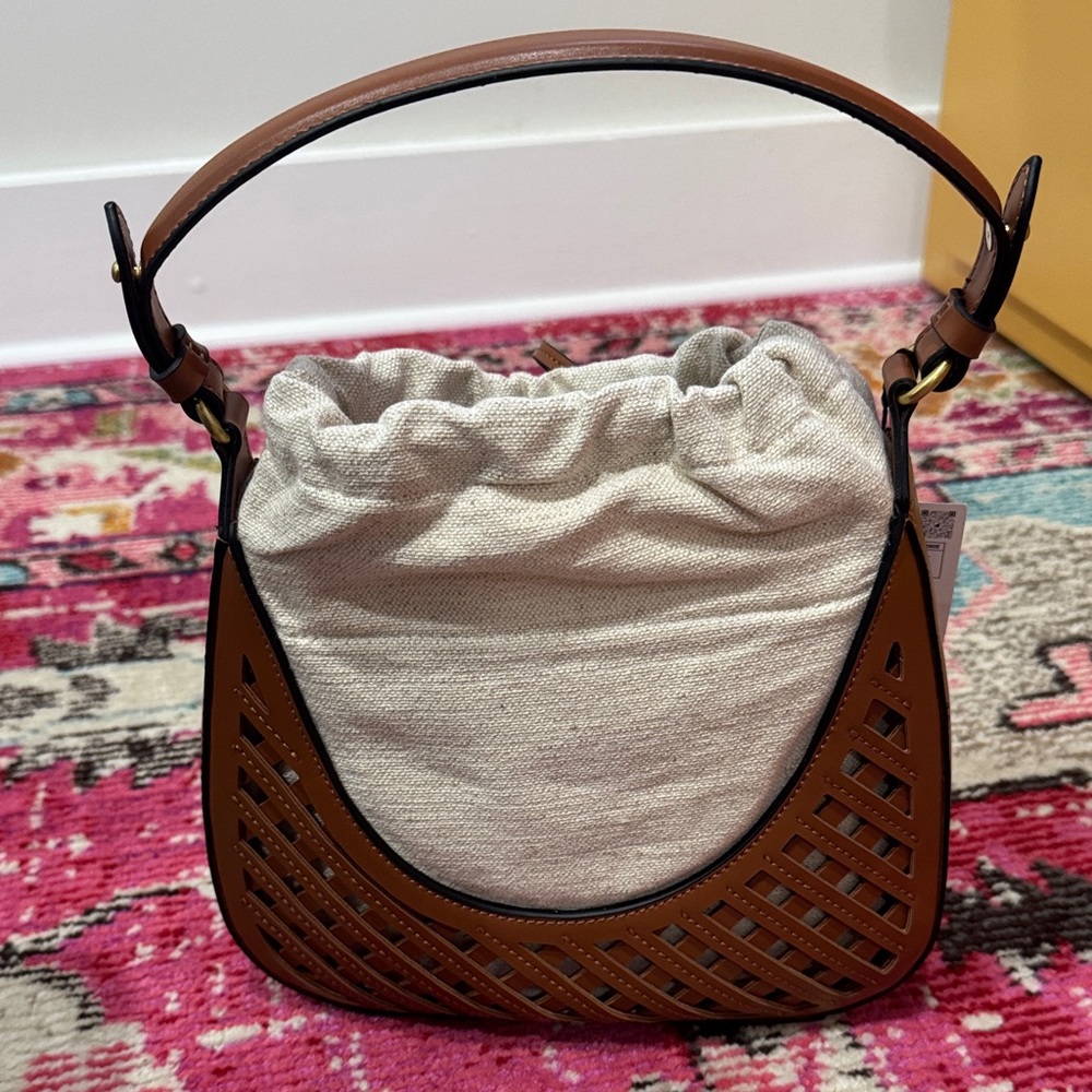 Zara Brown and Cream Shoulder Bucket Bag - Picture 8 of 12